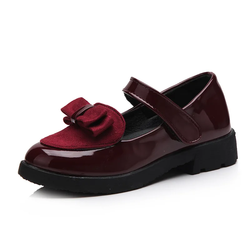 2020 New 3-12 Years Fashion Bow Little Girl Shoes Party Princess Dress Wedding Shoe Big Kids Low-Heeled Leather Children Shoes