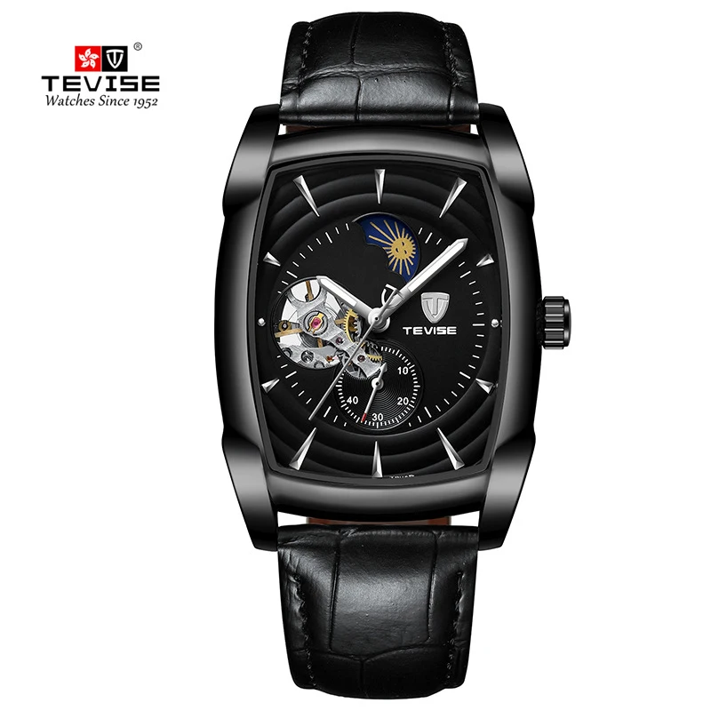 Tevise автоматические механические наручные часы Tourbillon Moon Phase часы лучший бренд мужские спортивные наручные часы с намоткой Relogio Masculino