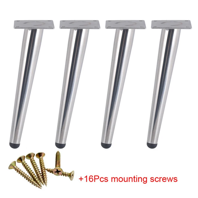 4pcs Metal Furniture legs Straight Cone And Oblique Cone Table Leg Sofa Chair Leg coffee tables Furniture fittings,15/20/25/30CM Silver oblique 20 cm