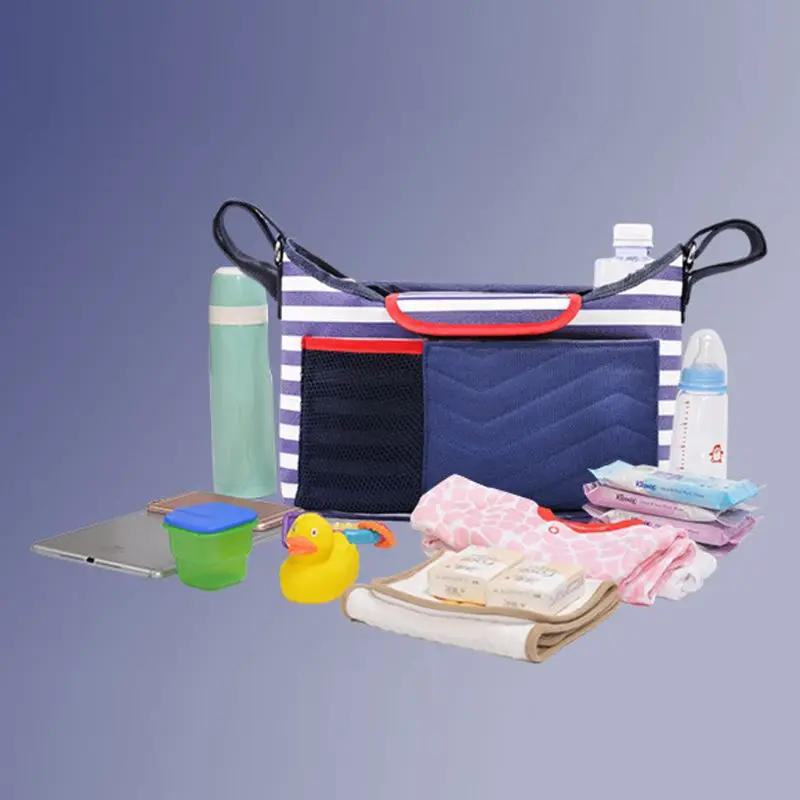 Pram Bag Organiser Large Capacity for Baby Stroller Accessories with Diaper changing pad Carry-On Handbag Fit All Baby Stroller
