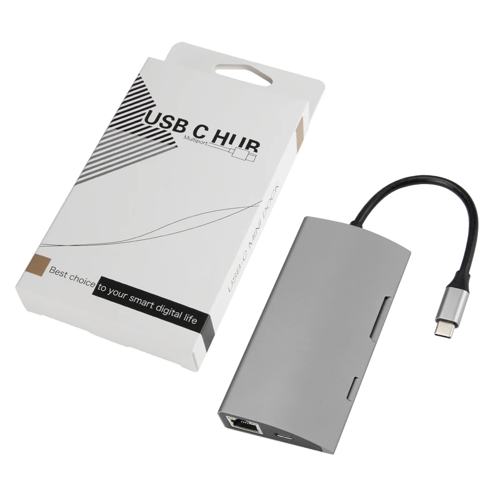 DeepFox 9 в 1 USB C концентратор для Мульти USB 3,0 HDMI RJ45 аудио разъем SD карта адаптер концентратор для MacBook Pro аксессуары с PD