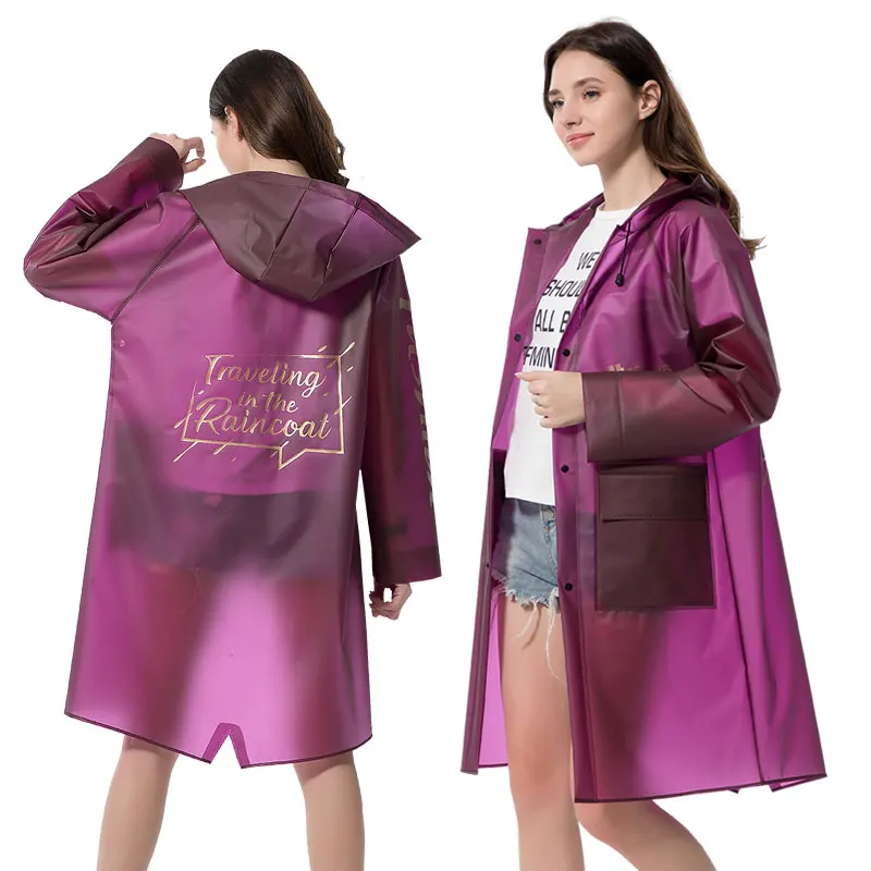 

Yuding Raincoat TPU women/men raincoat poncho fashion letter printing tour adults rain coat with hood\pockets