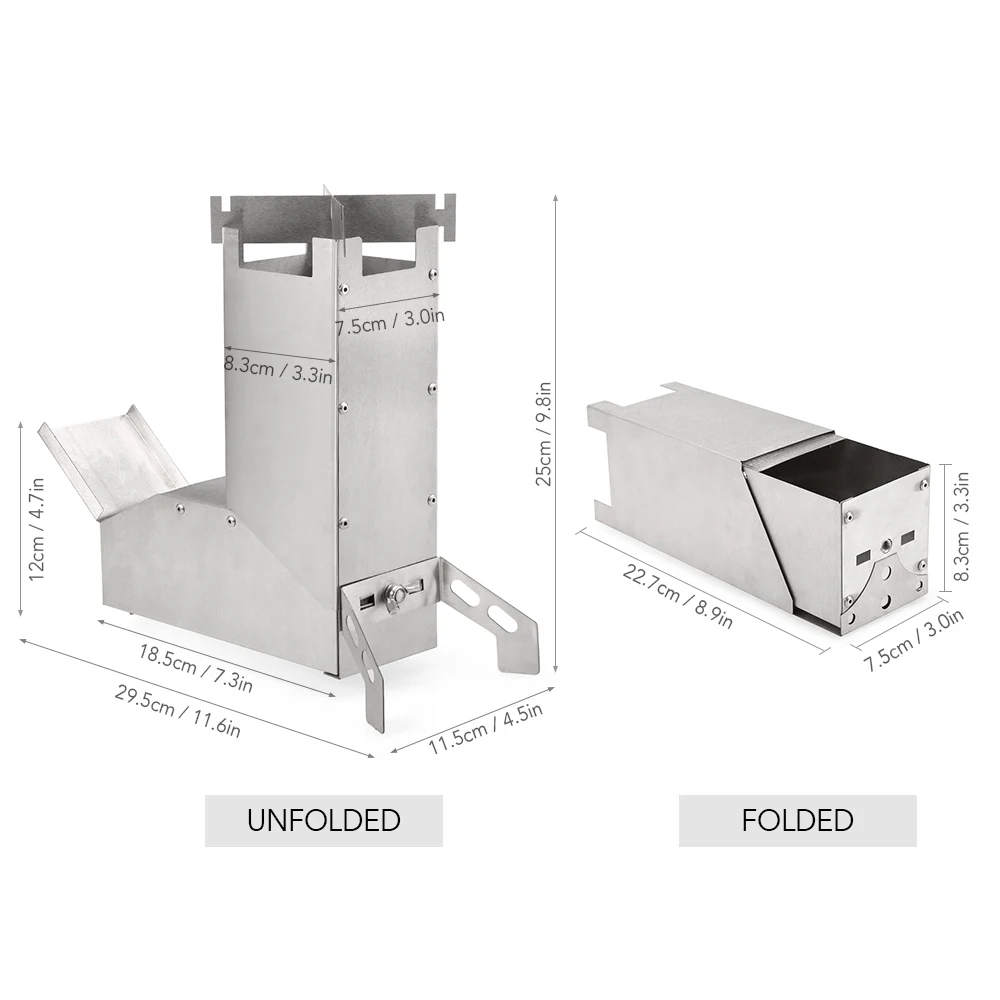 Lixada Открытый Кемпинг дровяная печь из нержавеющей стали складной альпинизмом ракета печь для кемпинга на открытом воздухе Пешие прогулки Пикник