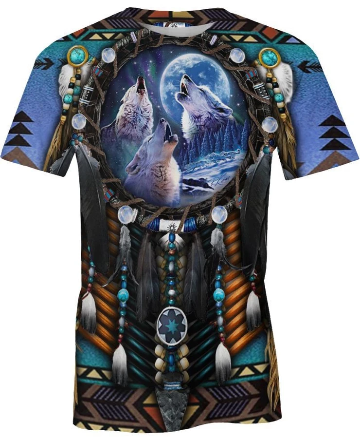 

2020 Fashion Bohemia t shirts Native Pattern Wolf Dreamcatcher 3D Print t-shirt Unisex Harajuku streetwear sudadera hombre