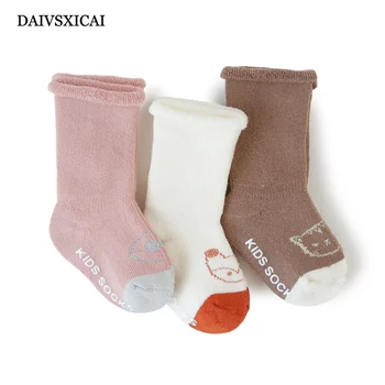 

Daivsxicai Winter Socks Baby Stripe Warm Cotton Socks For Children Comfortable Breathable Kids Tube Socks 3pairs/lot