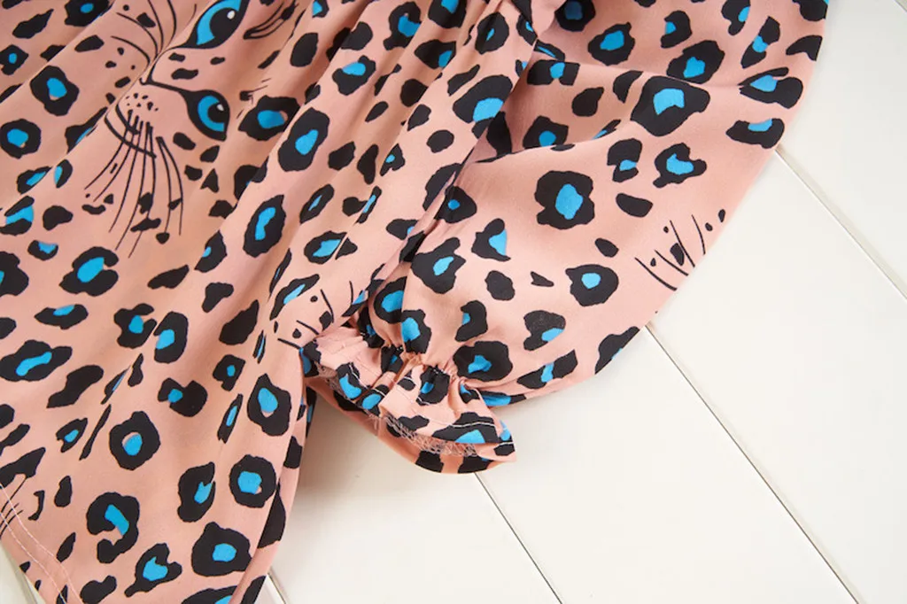 Коллекция года, осенне-зимняя одежда для малышей Детское платье с леопардовым принтом и рюшами для девочек Повседневный Детский костюм от 12 месяцев до 4 лет, Vestidos