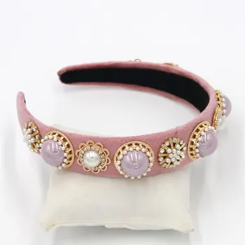 

Fioday Baroque Big Pearl Headbands for Womens Suede Padded Elastic Hairbands Elegant Party Wedding Hair Accessories DropShipping