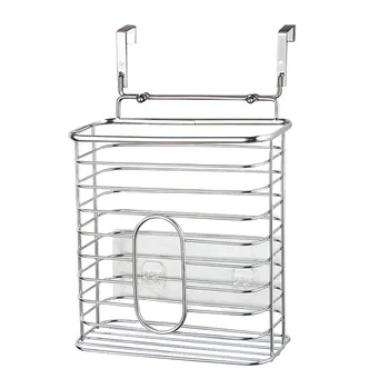 

Trash Garbage Bag Basket Dispenser Rack Kitchen Organizer Stainless Steel Hanging Over Door Cabinet Household Stand Holder