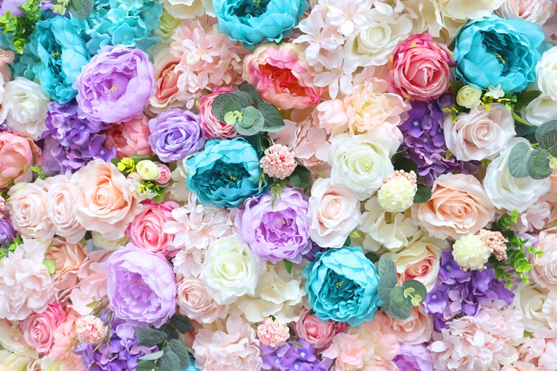 JAROWN 2M by 2M Gradient Colorful Artificial Fake Flower Wall Wedding Background Decoration Large Event Ornament Home Decor Flores (3)