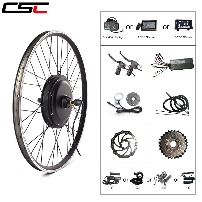 E-bike Conversion Kit 250W 350W 500W 1000W 1500W MTB Electric Bicycle Conversion Kit with 36V or 48V Brushless Hub Motor