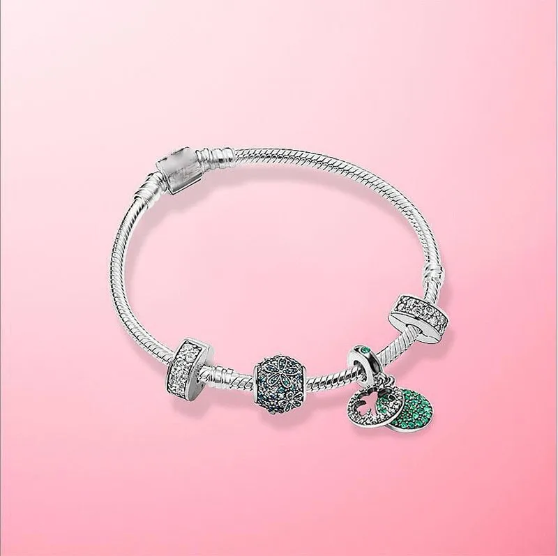 

2020 New 925 Sterling Silver Lucky Beaded Set Bracelet For Women Wedding Party Gift Fashion Jewelry