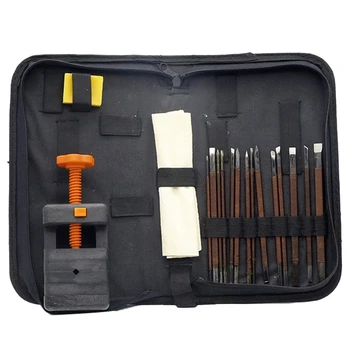 

Stone Carving Tool Kits 18Pcs Manganese Steel Hand Engraving Knife Carving Chisels Vise Clamp Kits