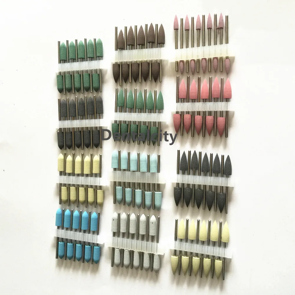 120Pcs Silicone Rubber Polishing Grinding Bur Dental Materials Teeth Whitening Resin Burs