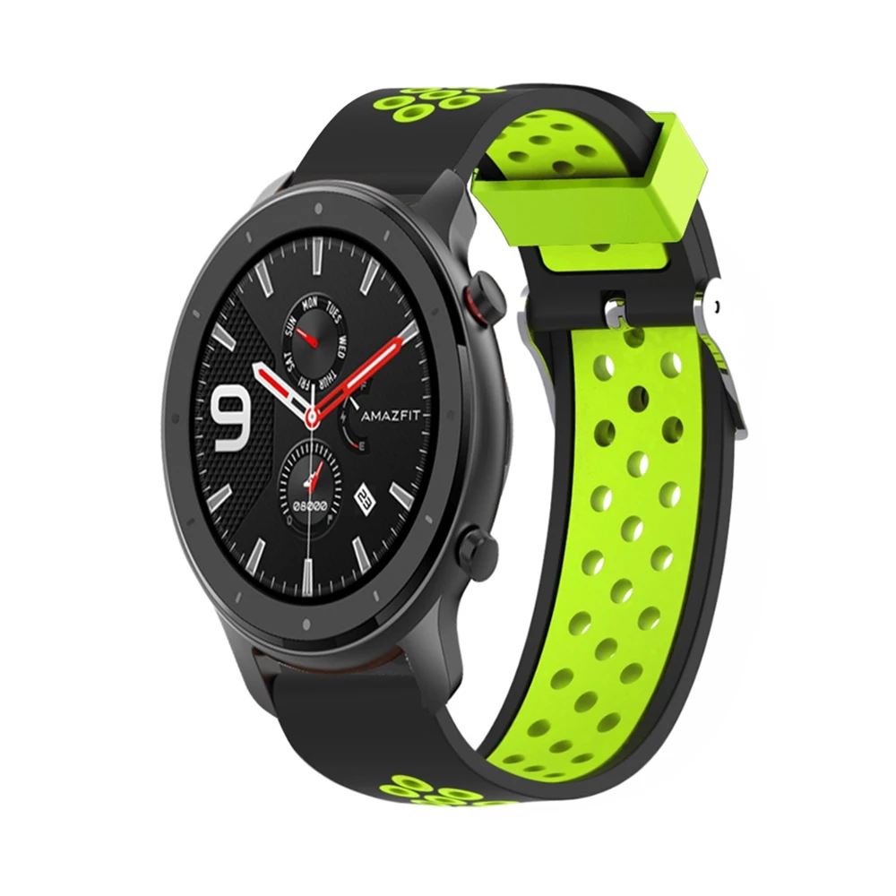 HANGRUI 20 мм 22 мм мягкий силиконовый двухсторонний Браслет Для Xiaomi Huami Amazfit Bip Amazfit GTR 47 мм 42 мм силиконовый сменный ремешок