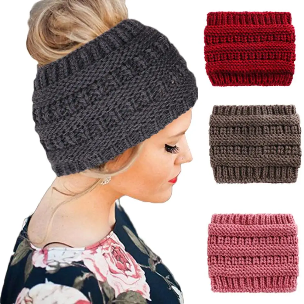 Fashion Women Winter Ponytail Hole Hair 