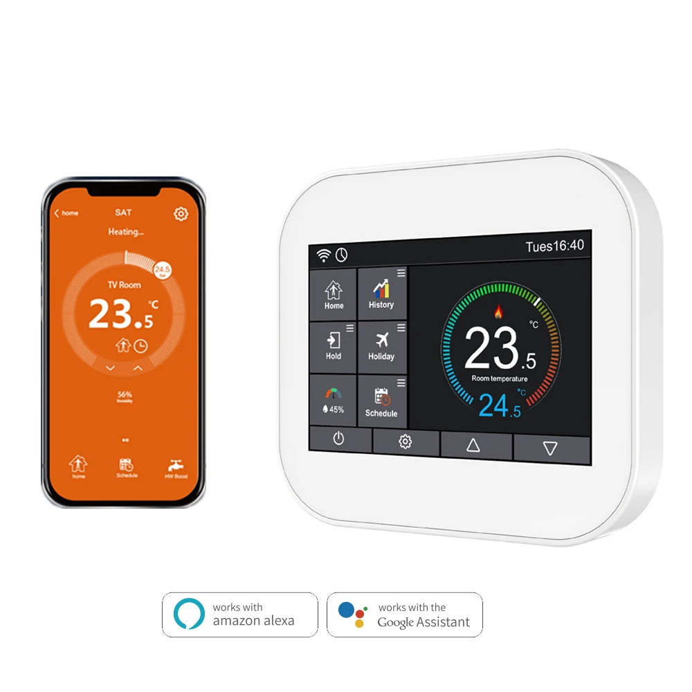 Wifi touch thermostat für wasser heizung/heizkörper ventil durch Englisch/Deutsch/Polnisch/Tschechische/Italienisch/spainish steuerung durch smart phone