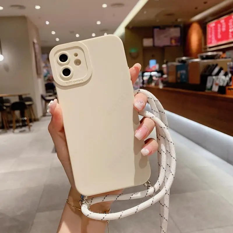 Lanyard Case For iPhone 13 12 11 Pro Max XS XR X 8 7 Plus Shockproof Bumper Cover with Crossbody Neck Strap Rope Cord cover for iphone 13