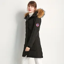 Длинное пальто на гусином пуху, парка, куртка для женщин, девушек, зимняя верхняя одежда, меховая куртка с капюшоном, Дамская куртка, Veste Femme tmallfs geci de iarna