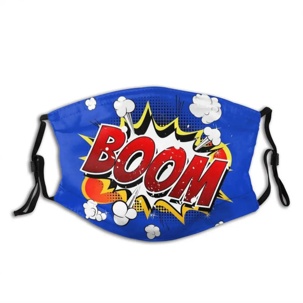

Boom Fashion Masks Boom Stay Safe Sacial Distance Cartoon Comics Comicbook Comicon Funny Masks Mask Hero Colour Bang