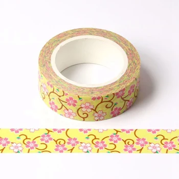 

10PCS/lot Decorative Summer Yellow sakura Washi Tapes Paper for Scrapbooking Bullet journal Adhesive Masking Tapes Stationery
