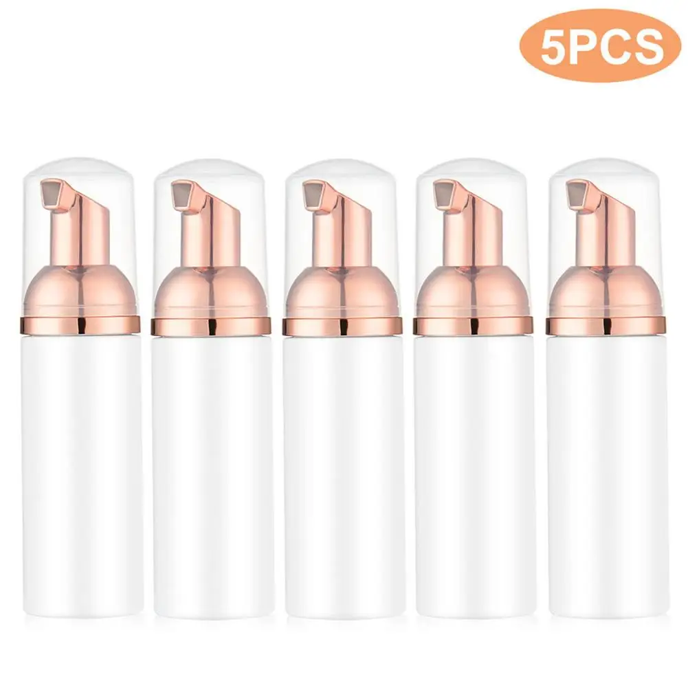 5pcs 60ml Plastic Foam Pump Bottle Refillable Empty Cosmetic Lashes Cleanser Soap Dispenser Shampoo With Golden | Красота и здоровье