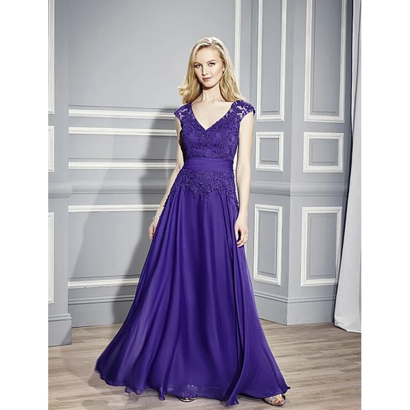 

robe de soiree 2018 formal Evening Prom gown V-Neck sleeveless Floor-Length Applique Cheap lace Mother of the Bride Dresses