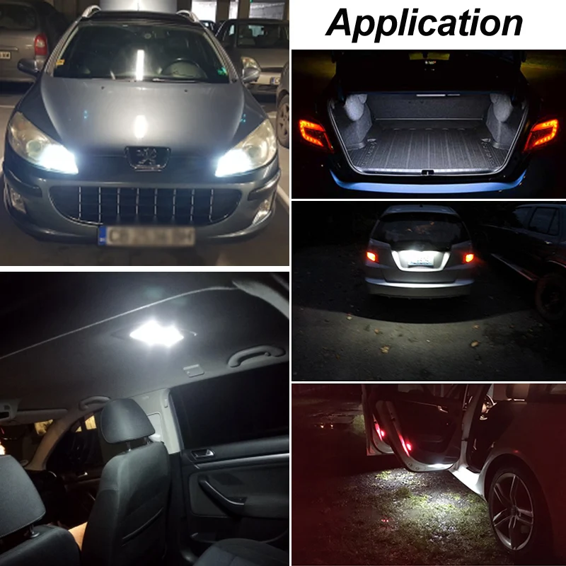 10 шт. авто лампы светодиодный T10 автомобиля Подсветка салона для Peugeot 307 308 206 3008 306
