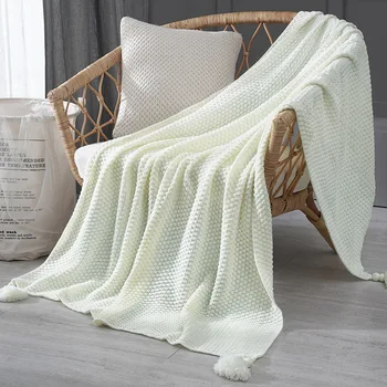 

Thread Blanket with Tassel Solid Beige Grey Coffee Throw Blanket for Bed Sofa Home Textile Fashion Cape 130x170cm Knitted Carpet
