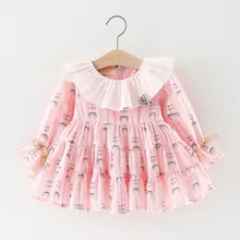 Платье для маленьких девочек Хлопковое платье принцессы с изображением куклы милая одежда для детей 1-3 лет