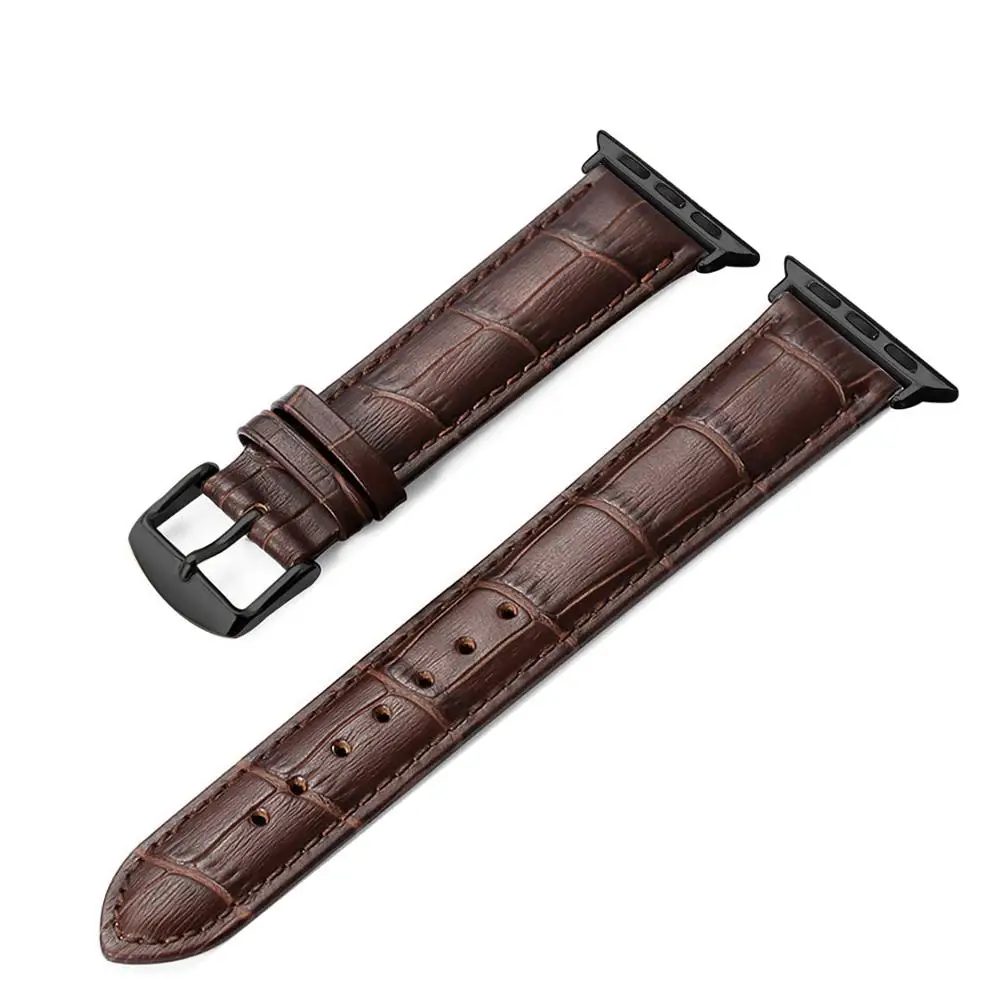 Кожаный ремешок для apple watch ремешок петли, 42 мм, 38 мм, ремешок для наручных часов iwatch, Версия 44 мм 40 мм 5/4/3/2/1 браслет аксессуары - Цвет ремешка: Brown Black
