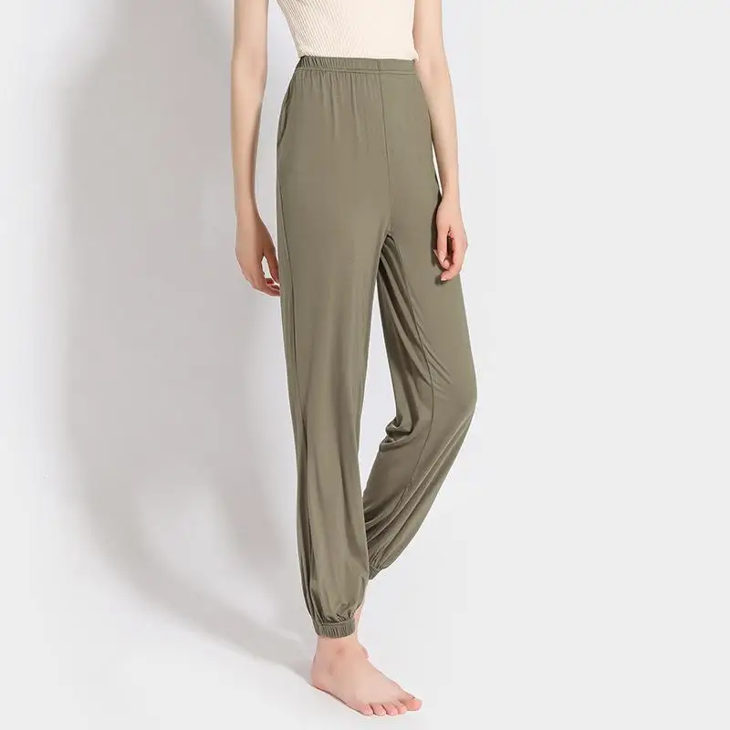 Army Green Модальный материал свободные домашние брюки для женщин Lounge Pants 1333 - Цвет: Army Green