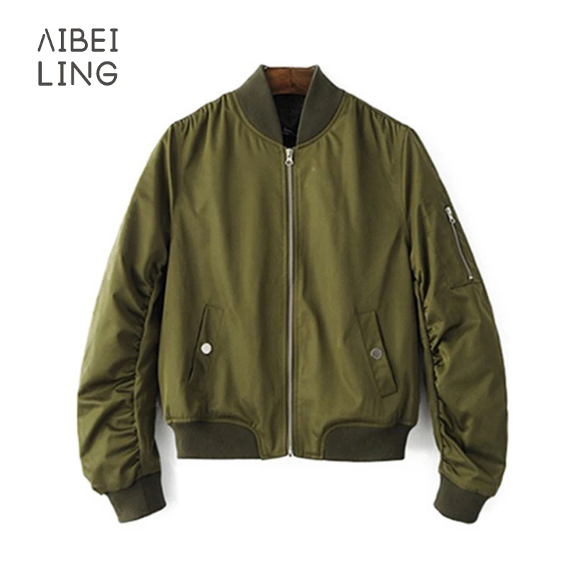 Женская короткая куртка-бомбер с длинным рукавом | одежда