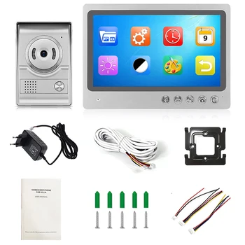 

9-Inch Wired Video Intercom Doorbell over Waterproof Outdoor Infrared Camera for Home Security Eu Plug