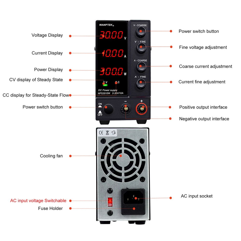 30v 10a regulador de tensão led digital