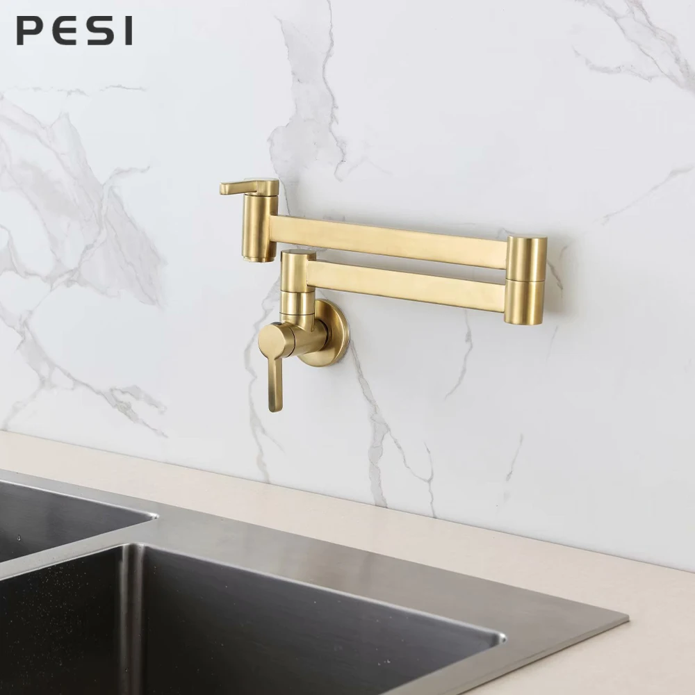 latão maciço, giro preto, montado na parede, enchimento de pote