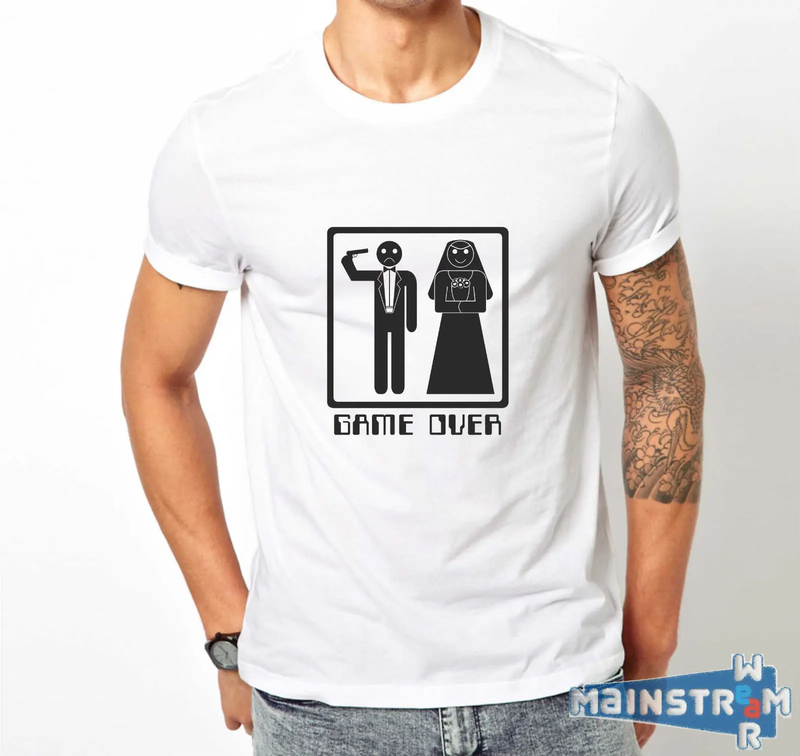 Hot New 2019 Summer Fashion T-SHIRT MAGLIETTA ADDIO CELIBATO NUBILATO GAME OVER SCONTI SU QUANTITA' Tee Shirt |