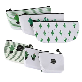 

Canvas students' school bag box pencil case wallet wallet cosmetic bag cactus set 6 pcs