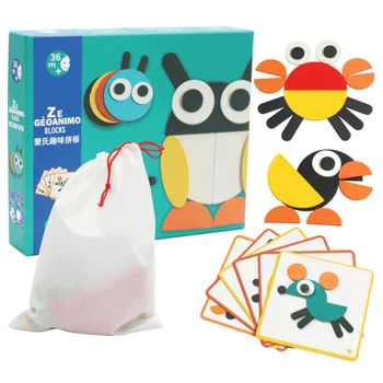 

Cartoon Animals Tangram Early Learning Jigsaw Geometric Shape Board Games