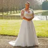 Modest V-neck Plus Size Wedding Gown with Sleeves A-line Appliqued Bridal Dress 2022 Vestido de Novia Customized ► Photo 1/6