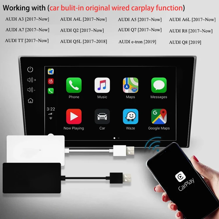 Автомобиль с проводным CarPlay для AUDI A3 A4 A5 Q2 USB CarPlay Dongle Беспроводной адаптер USB