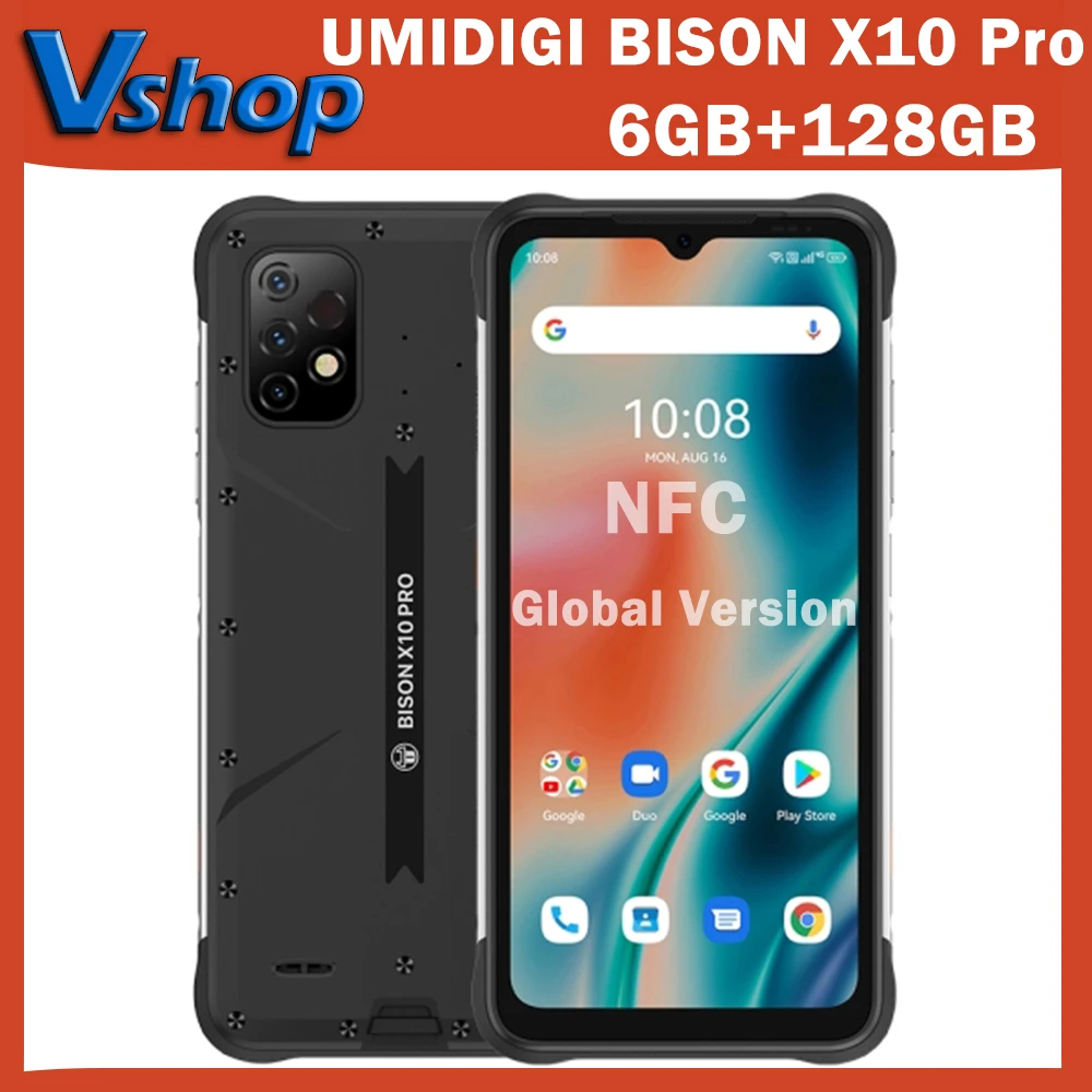 UMIDIGI BISON X10 Pro 6GB+128GB IP68/IP69K Waterproof Rugged Cellphone 6.53" Helio P60 6150mAh NFC Global Version Smartphone newest umidigi phone