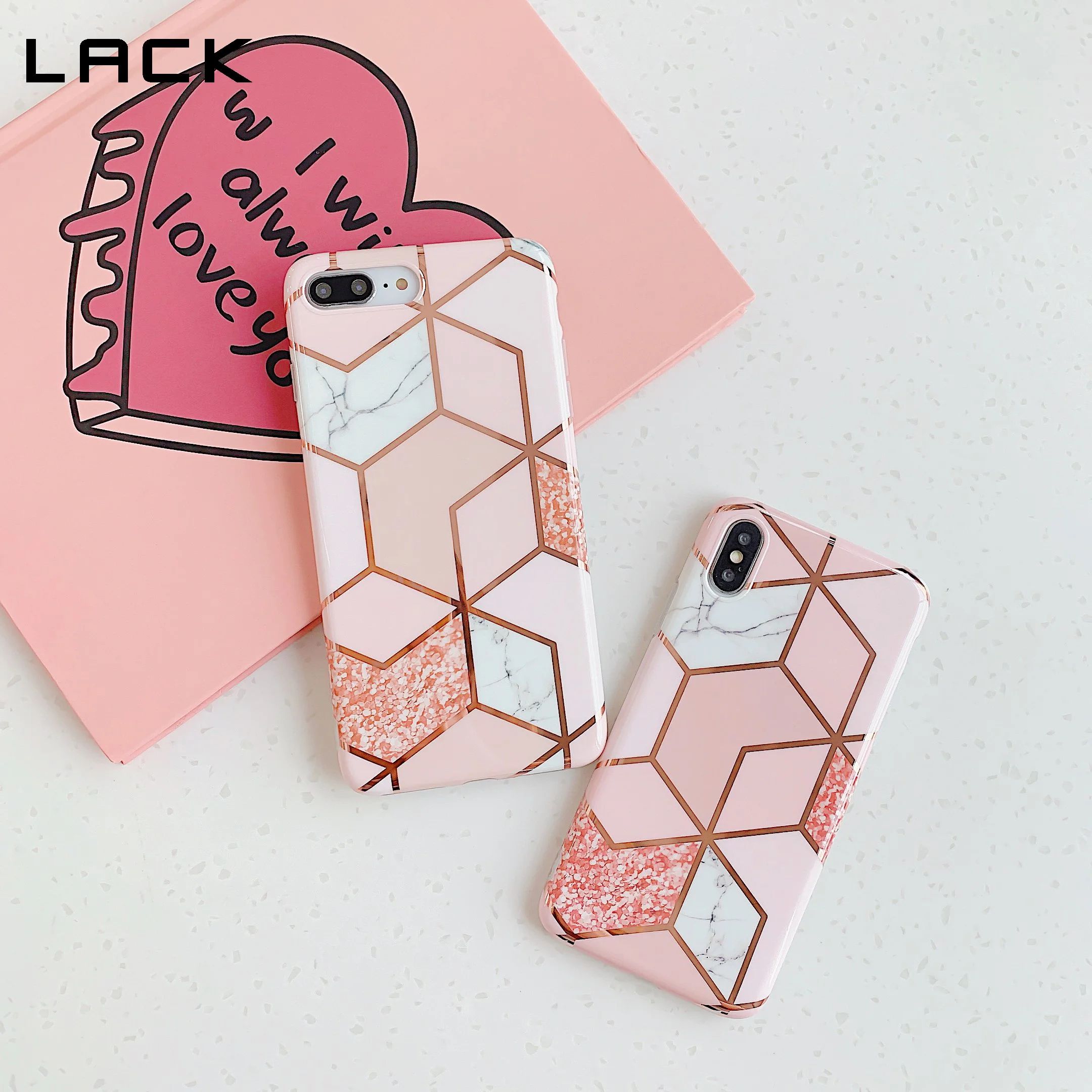 

LACK Rose Geometric Marble Texture Phone Cases For iPhone XR XS Max 6 6S 7 8 Plus X Soft IMD Electroplated Dot Back Cover Coque