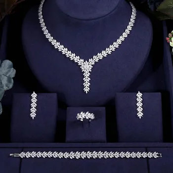 

Hotsale African 4pc Bridal Jewelry Sets New Fashion Dubai Necklace Sets For Women Wedding Party Accessories Design
