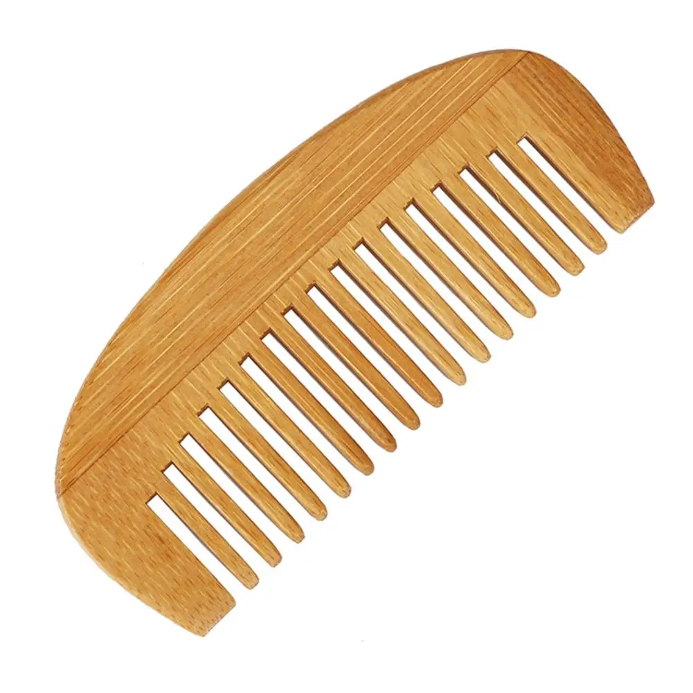 Mini Portable Hair Health Care Natural Peach Wood Comb Close Teeth Bamboo Crescent Shape Head Massage 4