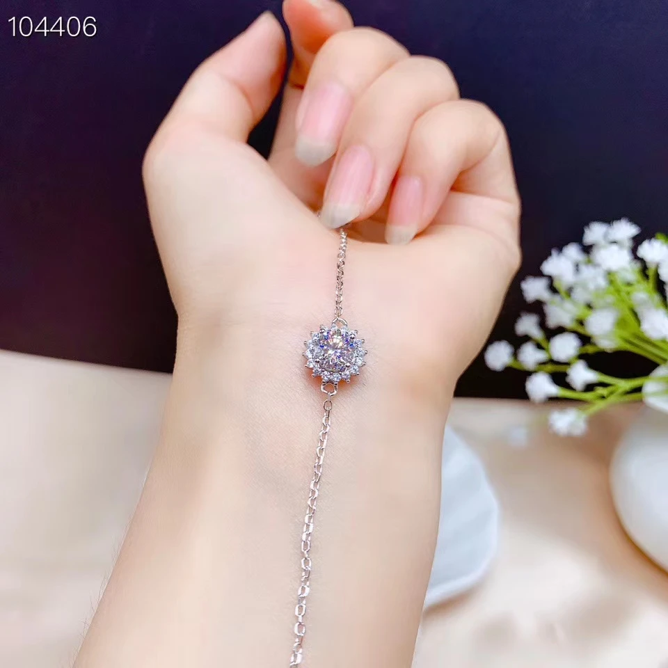 

new moissanite women Bracelet Round gem shiny better than diamond real 925 silver GRA certificate gifrl birthday gift