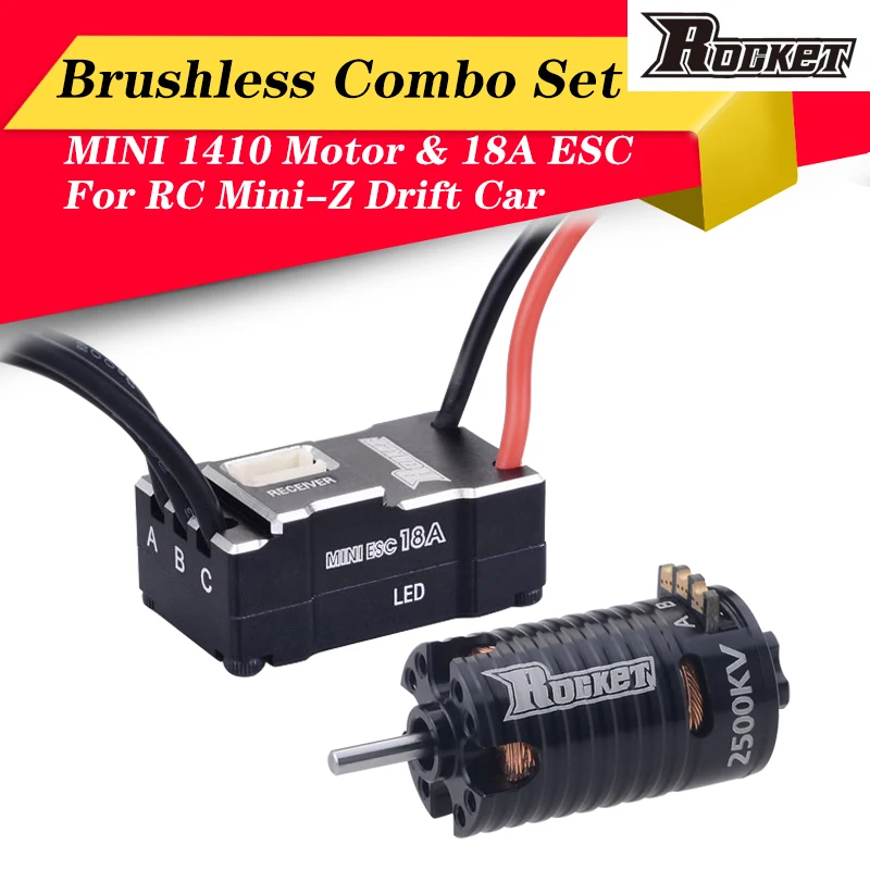 Rocket MINI 1410 2500KV Brushless Motor w/18A ESC for Kyosho Mr03 Atomic DRZ 1/28 1/24 1/32 RC Mini-Z Drift Car | Игрушки и хобби