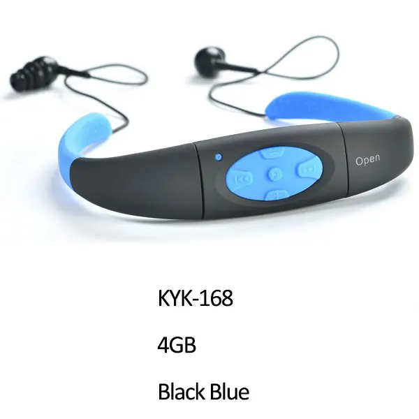 Black Blue 4GB IPX8 водонепроницаемый MP3 плеер 8 Гб карта памяти плавание Bluetooth наушники подводный 10FT Спорт шейным гарнитура с FM радио - Цвет: Black Blue 4GB