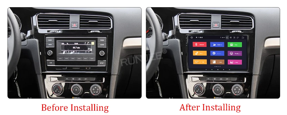 Excellent RUNJEE Android 9 PX6 Car DVD player 4GB 64GB For VW/Volkswagen/POLO/PASSAT/Golf/Skoda/Octavia/Seat BT WIFI DAB 0