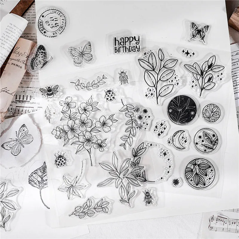 Silicone Clear Stamps Letter Digital Plant DIY Scrapbooking Craft Supplies Seal Card Scrapbooking Postage Photo Album Stamping clear stamps silicone stamps alphabet stamps embossing stamps