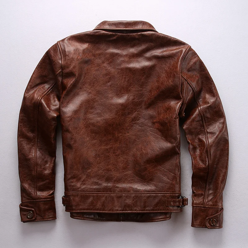 Hot Product AX-08 Read Description! Asian size genuine cow skin leather jacket mens cowhide casual vintage biker leather jacket